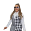 Women's Black & White Checkered Shift Dress with White Collar - Image 2