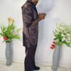 Stylish Brown Hooded Outfit with Long Sleeves and Pants - Image 2